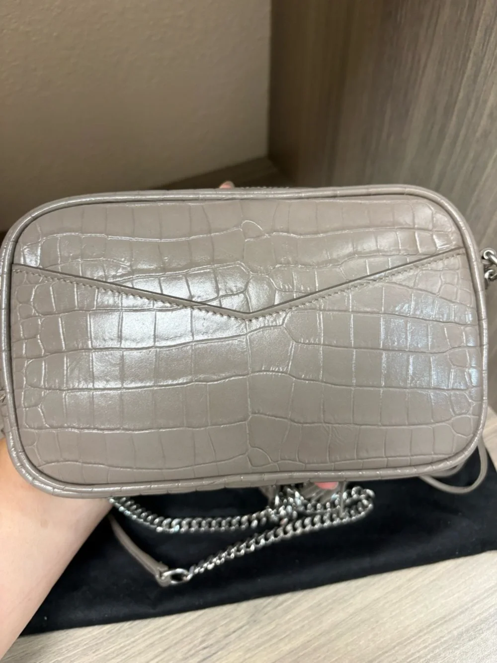 Saint Laurent Croc-Embossed Camera Crossbody with Tassel - Picture 4 of 8